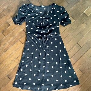 H&M divided t-shirt mini dress size small in black with white polkadots